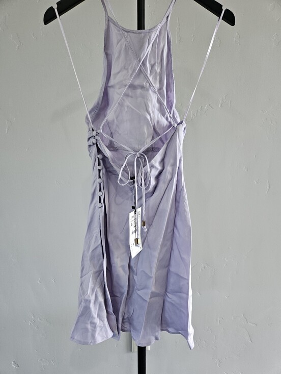Zara Dresses & Skirts - New Zara pastel lilac satin effect mini slip dress with a cross-back design